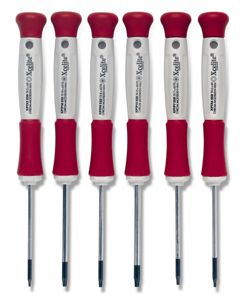 Xcelite XPTX600 Precision Chromium Molybdenum Steel Torx ESD Screwdriver Set, With Case, 6-Piece